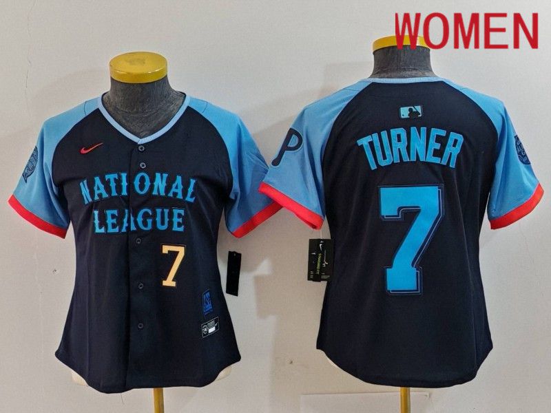 Women Philadelphia Phillies #7 Turner Blue All star 2024 Nike MLB Jersey style 4->women mlb jersey->Women Jersey